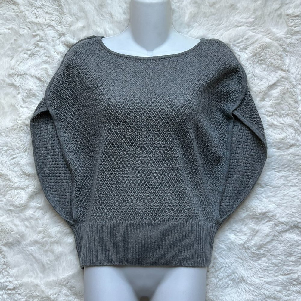 St John Grey Bateau Neckline Cropped Sweater Size S